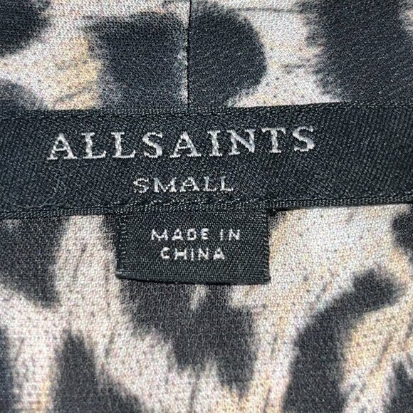 ALLSAINTS Leopard Animal Print Long Sleeve Bow Neck Maxi Dress  EUC  Size Small - Picture 13 of 16